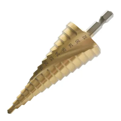 3-Piece Hex Shank Gold Spiral High-Speed Steel Countersink and Step Drill Bit Set for Hand Drills Metal Drilling
