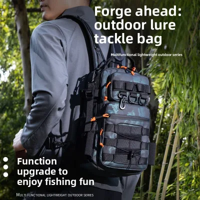 Waterproof Multifunctional Tackle Bag Lightweight Fishing Backpack Outdoor Rod Holder Shoulder Sling Pouch