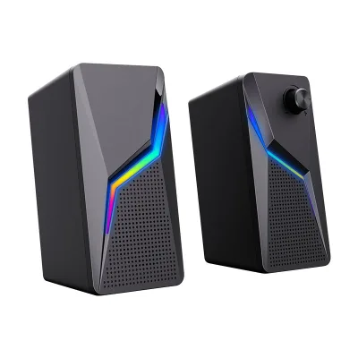 2.0 RGB Wired USB Power Gaming Ser With Colorful LED Light Plastic PC Computer Case