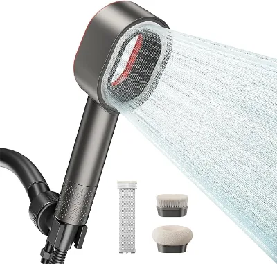 Wholesale New Black High Pressure Handheld Shower Head Filter Set With Brush Head for Bathroom