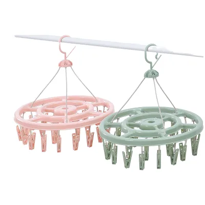 24 Strong Force Windproof Clips Folding Clothes & Laundry Drying Rack with Hooks & Rails Premium Folding Clothes Rack