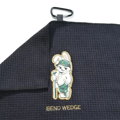 EN Wholesale Custom Logo Printed Golf WaffleTowel With Hook and Pocket Microfiber Fabric Waffle Pattern Golf Towels Custom Logo