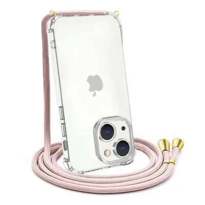 Soft TPU Bumper Shockproof Protective Phone Cover Case with Adjustable Neck Strap for Iphone 15 14 13 12 11