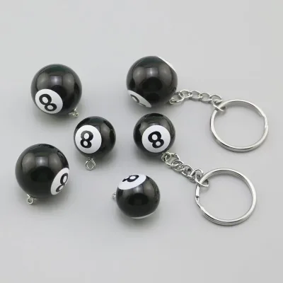 Dihua Fashion Mini Billiard Ball Key Chain Lucky Black NO.8 Billiards Keychains for Billiard Souvenir Pendant Charm Gifts