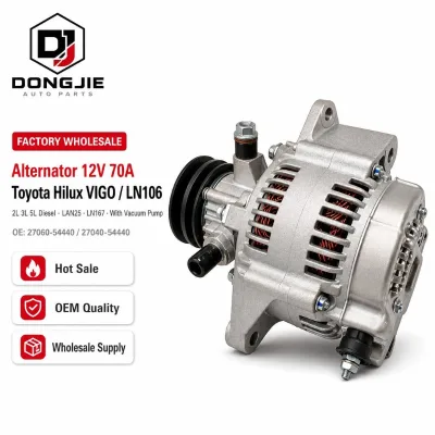 Factory Wholesale 12V 70A Alternator Generator with Vacuum Pump for Toyota Hilux 2L 3L 5L Diesel Engine 27060-54440