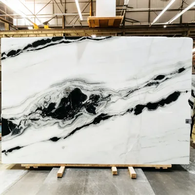 Panda White Marble Slab Black Vein White Stone for Luxury Countertop Wall Application