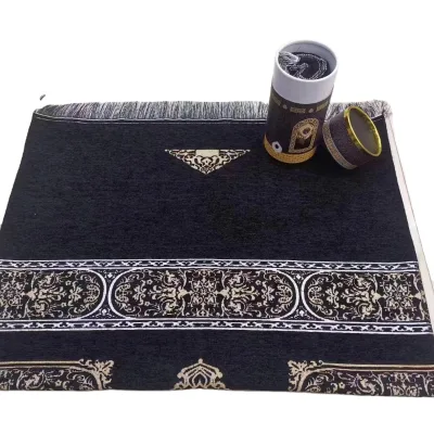 Soft Material Jacquard Pattern Turkish Style Back Muslim Islamic Prayer Mat Set for Eid Murack Festival