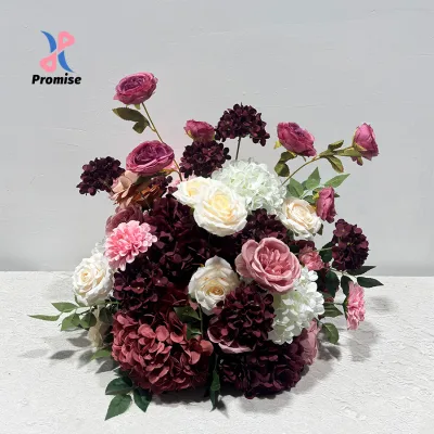 Dark Tone Silk Artificial Flower Ball Modern Simple Design Hotel Banquet Wedding Table Decor