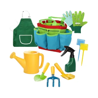 10pcs Kids DIY Garden Hand Tools Set Includes Watering Can Spray Bottle Tote Bag Trowel Rake-Gardening Kit for Boys Girls
