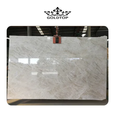 Durable Polished White Taj Mahal Quartzite Slab with High Strength for Interior Design for Kitchen Countertop and Vanity Top