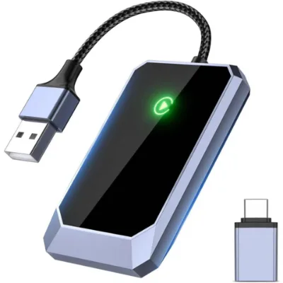 Boyi Wireless Carplay Adapter, Converts Wired to Wireless carplay Adapter for iPhone Wireless Control Plug & Play Carplay for Car