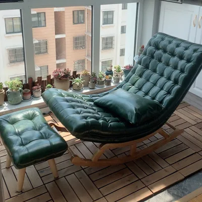 Rocking Chair Lounge Chair Living Room Leisure Lazy Sofa Single Person Technology Fabric Light Luxury Solid Wood Modern Design