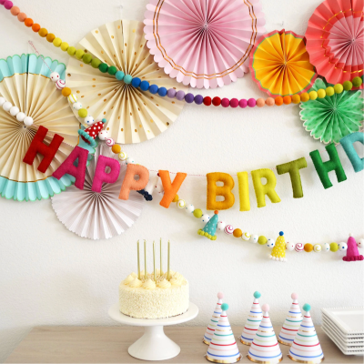 Custom Happy Birthday Felt Ball Garland Birthday Party Decoration Party Garland OEM Wholesale Low MOQ