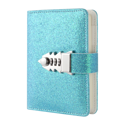 A7 Pocket Password Book Shiny Cover Lock Diary Travel Book Gift Diary Journal Notebook