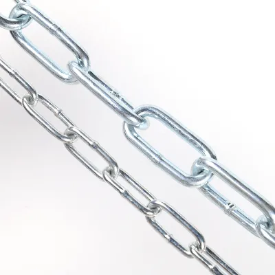 Hot Dipped Galvanized DIN5685C Long Link Chain Outdoor Road Isolation Guardrail Metal Chain