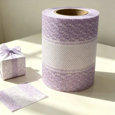 Printed PP Spunbond Nonwoven Fabric 18gsm Purple Floral Pattern For Flower Wrapping, Drawer Liner, Gift Packaging