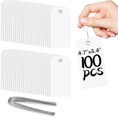 White Tags with String Attached Marking Tags  Large White Plastic Tags with Reinforced Hole for Price Machines Parts
