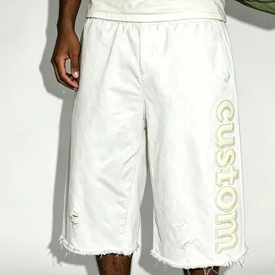 Manufacturer Custom 100 %cotton Screen Printing logo Blank Mesh Tighten the Knee Length Baggy Sweat Shorts for Men