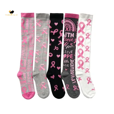 Women's Bluk Wholesale Knee Height Socks Beside Breast Cancer Awareness Socks Custom Art & Slogans