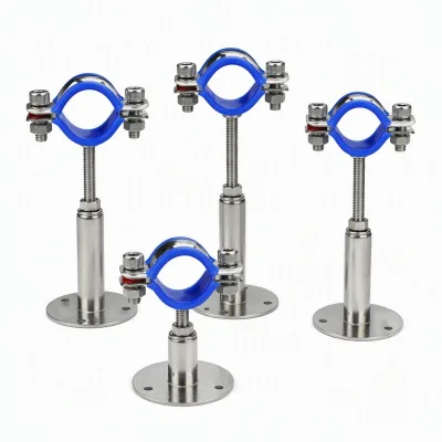 Dairy Milk Processing Pipe Support Stand Stainless Steel 304 M8 Rod Height 30-300mm in Stock Factory Made