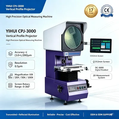 YIHUI CPJ-3015 Vertical Profile Projector 0.5m Resolution 3+L/200 Micron Accuracy 1 Year Precision Contour Measurement High
