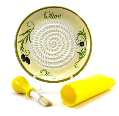 All in One Ceramic Garlic Grater Set Garlic Peeler Kitchen Brush Garlic Grinder Plate