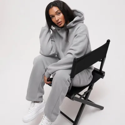 Two Piece Jogging Suit Pullover Tracksuit Best Ladies Tracksuit Set Blue Cotton Fleece Oem Custom Female Training Sports Wear