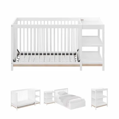 Montessori Newborn Baby Bed Set Detachable Wooden Crib with Stable Frame Modern Design for Bedroom Use