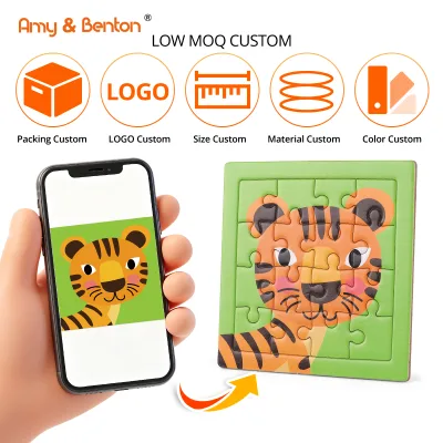 Custom Paper Jigsaw Puzzles Jungle Safari Animals Mini Jigsaw Toys Birthday Return Gifts Classroom Prizes for 2-4 Years Kids