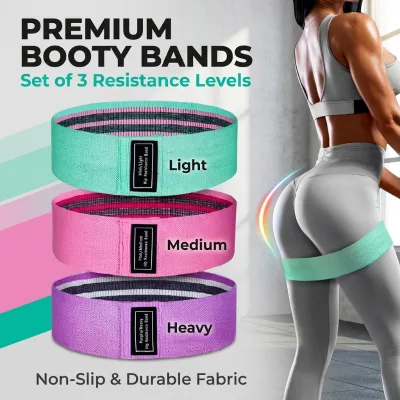 Adjustable Portable Loop Type Strips Set Wholesale Hip Circle Resistance Bands Booty Fitness Workout Elastic Polyester Fabric