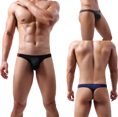 Custom Men's Jockstrap Underwear Thin Ice Silk Low Waist Fashion Jocks Woven Breathable Fabric