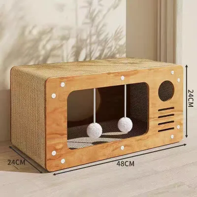 Wear Resistant No Debris Cat Scratcher Bed 2 in 1 Integrated All Season Cat House Sofa Anti Scratch Cat Toy