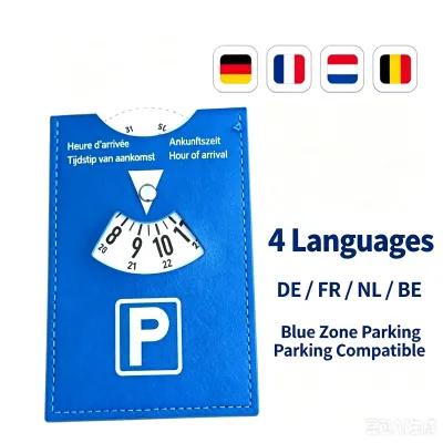 11X15CM PU Parking Disc/4 Language Parking Timer /Compliant for Germany France Netherlands Belgium /Car Arrival Time Display