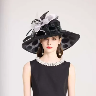 High-end stylish hat with mesh for sun and UV protection popular flat-top Ladies wide brim Beach Visor Caps Elegant Church Hats