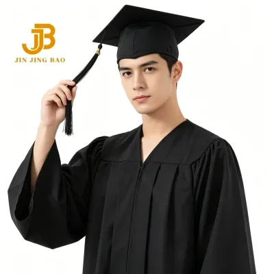 Adult Unisex Bachelor's Degree Graduation Gown and Cap Set 100% Polyester Matte JJB&OEM Brand School Students