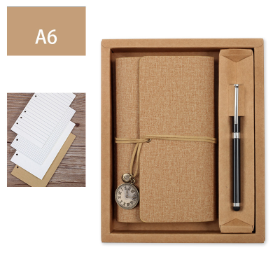 Wholesale Eco-friendly A6 Office Leather Diary Kraft Paper Gift Box Magazine Promotion Business Hardcover Notebook Novelty Gift
