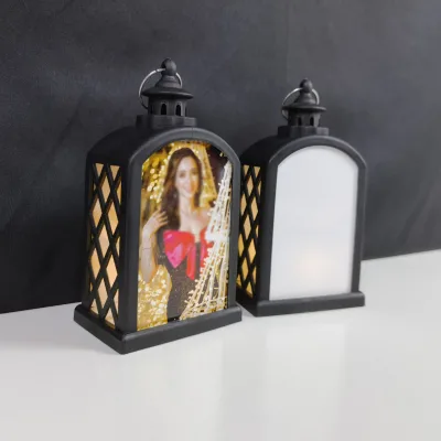 Sublimation Christmas Ornament Decoration Plastic LED Lantern Light Blanks for Custom Double-sided Printing