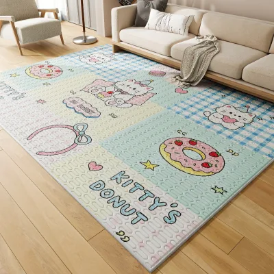 Cartoon Ice-silk Childrens Crawling Mat Summer Living Room Cooling Rug Baby Play Area Toddler Floor Pad Easy-to-clean Mat