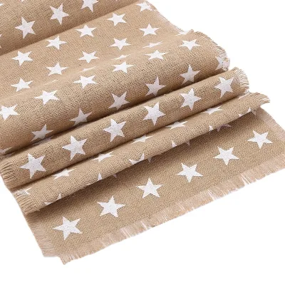 100% Jute Printed Food Grade Eco-Friendly Nautical & Sealife Pattern Table Runner for Birthday Party Home Decor