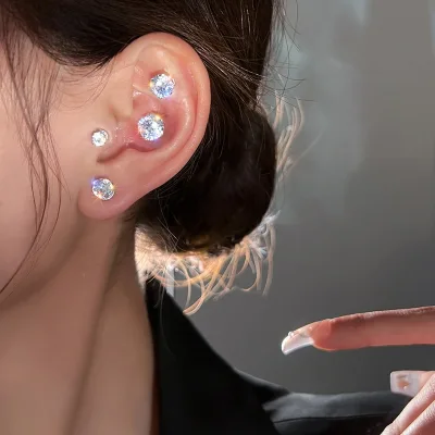 Simple No Pierced Ear Man Women Zircon Earring Magnetic Stainless Steel Ear Clip Earring