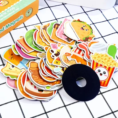 Portable Food Fridge Magnets Set 48Pcs, Plant Ink Printed Magnetic Refrigerator Stickers for Home Decor & Early Education Gifts