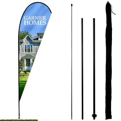 Custom Printed Polyester Flying Beach Flag Accessories Promotional Advertising Trading Fabric Feather Beach Flag
