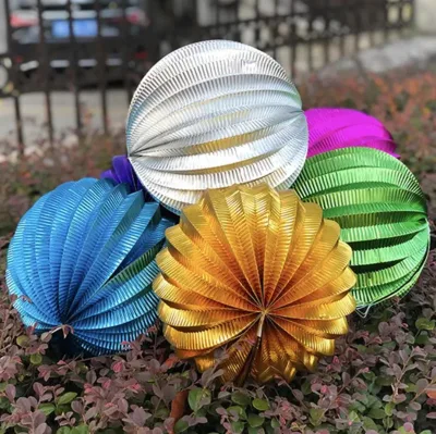 Paper Lanterns Hanging Metallic Hanging Lantern Wedding Birthday Party Decoration Baby Showers Engagements New Year Supplies M