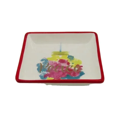 Square Ceramic Butter Dish with Fire Decal