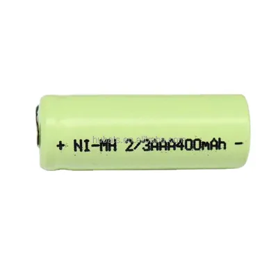 2/3AAA 400mAh 1.2V rechargeable battery ni-mh cell with tab pins for electric shaver razor cordless phone