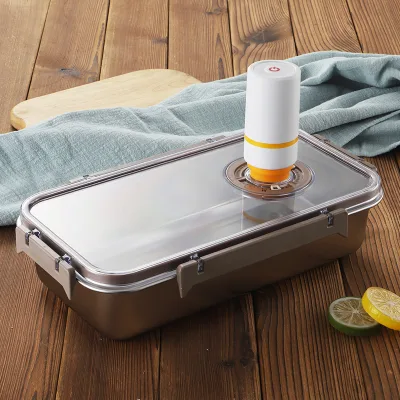 Food Grade 304 Stainless Steel Food Preservation Container With Lid Air Tight Fresh Keeping Box Food Storage
