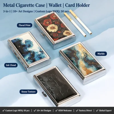 Premium Metal Cigarette Case Vintage Artwork Custom Logo Smoke Holder Box Waterproof Portable Pocket Tobacco Container