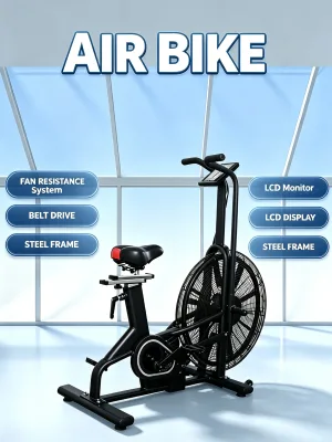 High Quality Belt Drive Air Bike with Air Resistance for Commercial Gym Use Steel Construction
