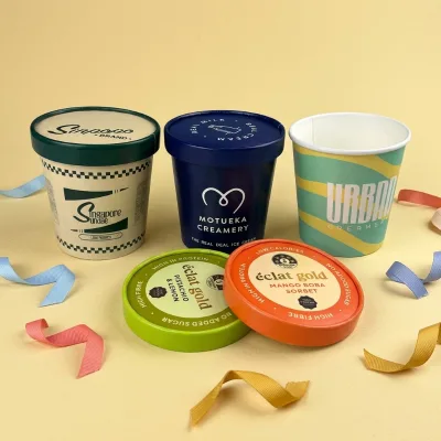 Custom Printed Thickened Waterproof Single Wall Paper Soup Bucket 16/24/32oz Leakproof Noodle Bowl for Hot Soup Milk Tea Coffee