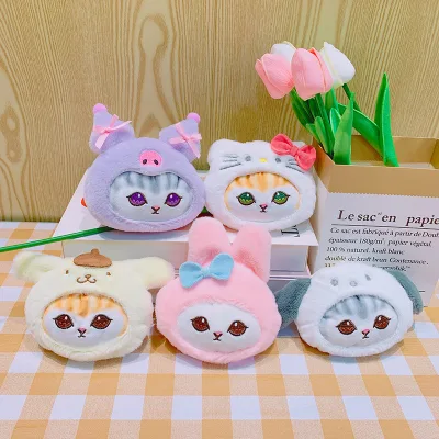 Kawaii Japanese Cute Plush Cat Kuromi Fish Headphone Coin Purse Wholesale Doll Storage Bag